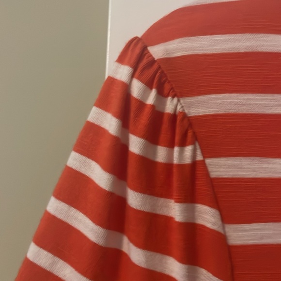 Boden Emma Tiered Jersey Midi T-Shirt Dress Red/Orange & White US 8 - Picture 7 of 9